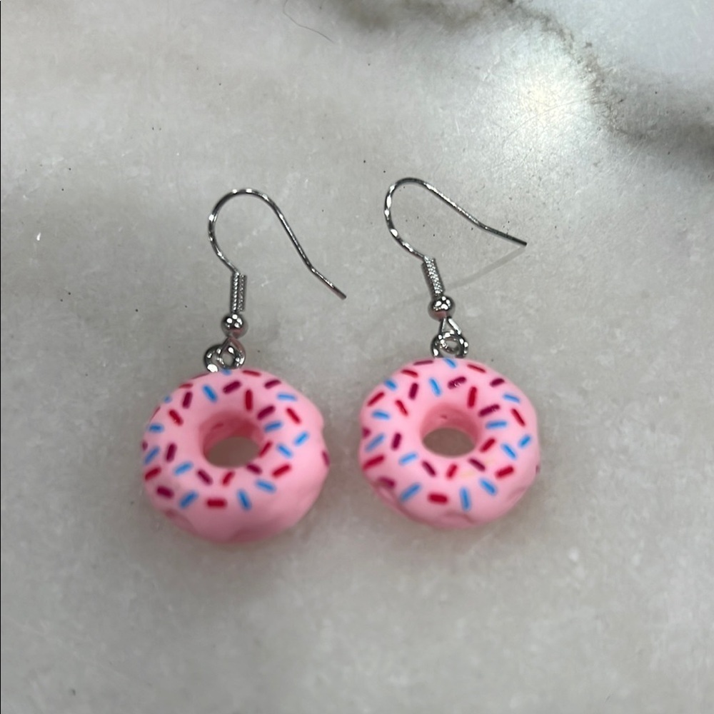 Charming Pink Donut Earrings with Sprinkles